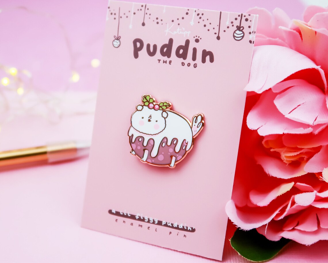 Figgy Puddin' The Dog Enamel Pin Christmas Pins Cute Etsy