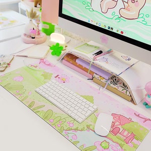 Bumblebee Sakura Cherry Blossom Large Gaming Mouse Pad - Whimsical Desk Mat for Enhanced Gaming Experience