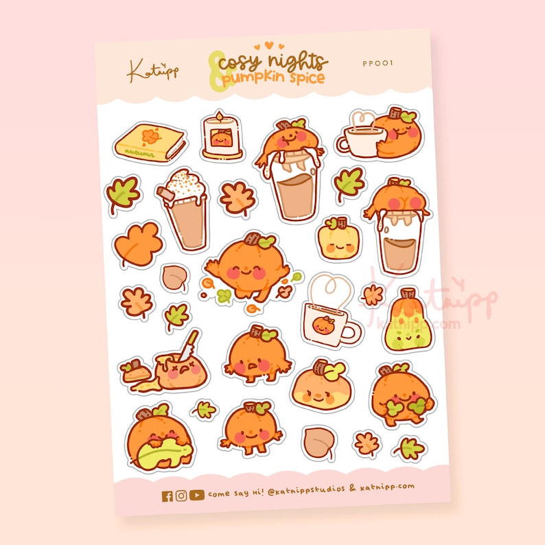 Kawaii Autumn Planner Stickers | Cute Pumpkin Spice & Fall Bujo Stickers | PP001 image 3