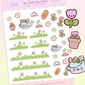 Kawaii Spring/Summer Garden Sticker Sheet ~ Kawaii Garden Farm Planner Sticker Sheet ~ Cute Easter Summer Sticker Sheet ~ Garden Stickers