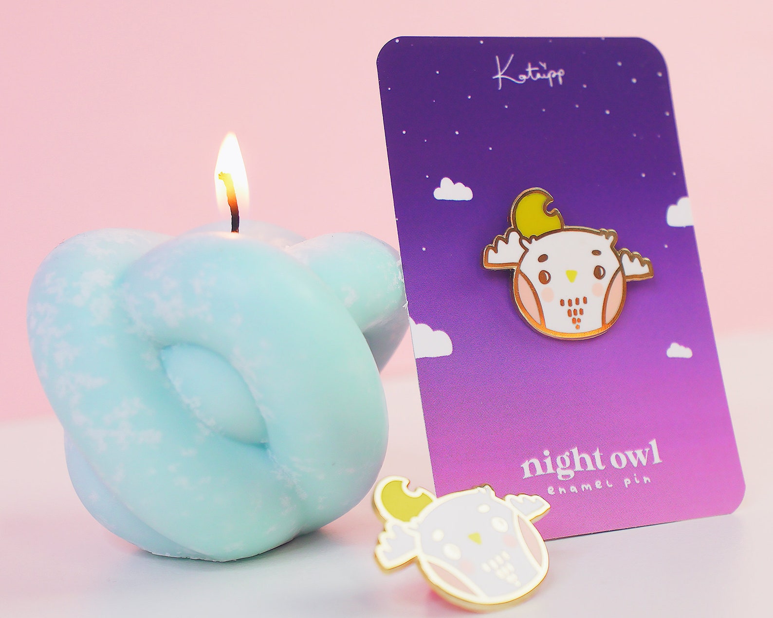 Night Owl Enamel Pin Kawaii Pins Kawaii Enamel Pins Cute Etsy