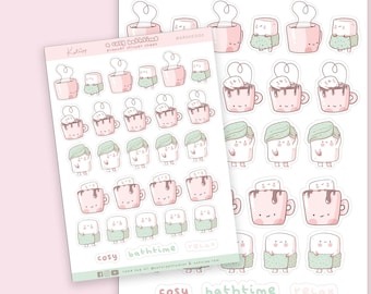 Bath Time Planner Sticker Sheet | Kawaii Bath Stickers