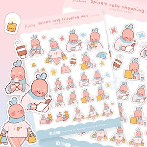 Cosy Shopping Day Stickers ~ Buy Gifts Planning Stickers ~ Gingie & Spice Planner Stickers  ~ Cute Stickers for Planners and Studying