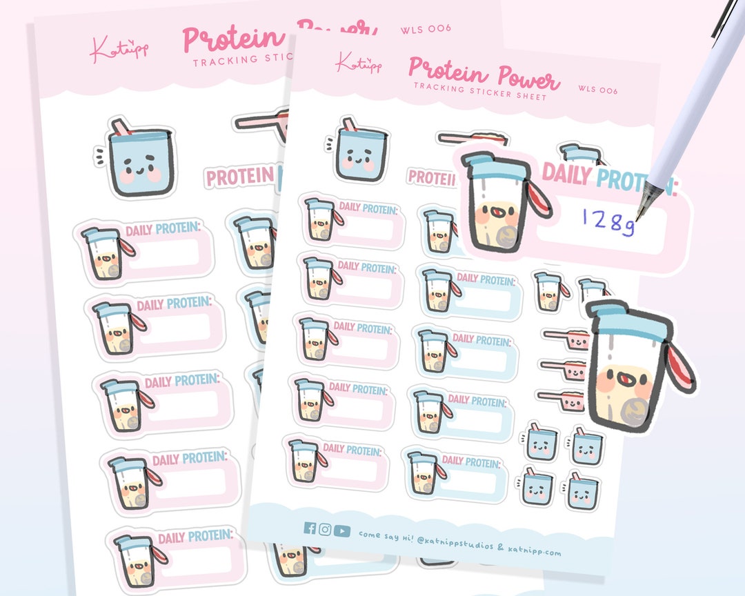 Protein Tracker Sticker Sheet Protein Diet Healthy Lifestyle - Etsy