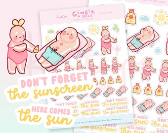 Sunscreen Planner Sticker Sheet | Summer Holiday Stickers