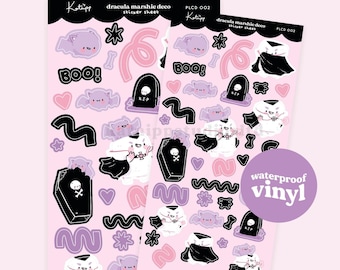 Waterproof Halloween Vampire Polco Deco Vinyl Sticker Sheet ~ Kawaii Halloween Stickers ~ Decorate Waterbottles, Laptops & More