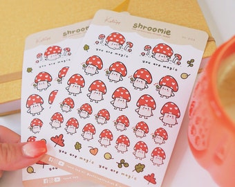 Cute Magical Fantasy Mushroom Emoji Planner Stickers - Autumn - Fall Stickers - Magical - Fantasy - Magical - Shroomie - Katnipp Polco Deco