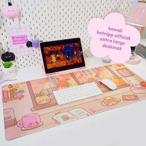 Autumn Pumpkin Cafe Desk Mat | Kawaii Gaming Mouse Pad
