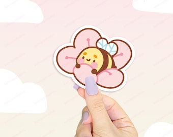 Sakura Bee Vinyl Sticker | Cherry Blossom Floral Decal