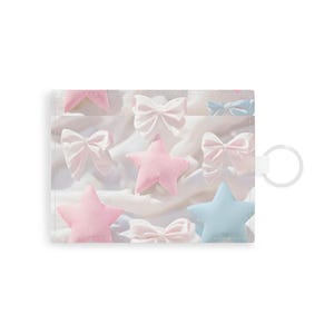 Kaarthouder van saffianoleer met pastelkleurig sterontwerp, leuke kaartportemonnee, cadeau voor studenten, minimalistische stijl, verjaardagscadeau, [...]
