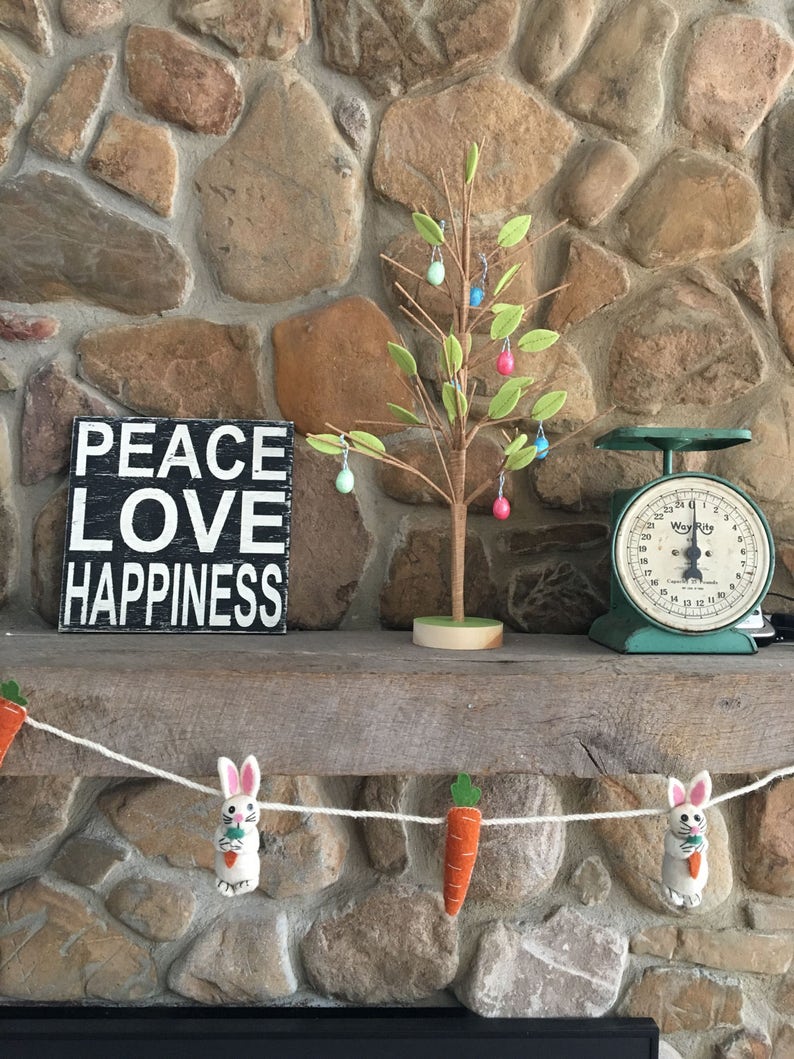 PEACE LOVE HAPPINESS, painted wood sign image 3