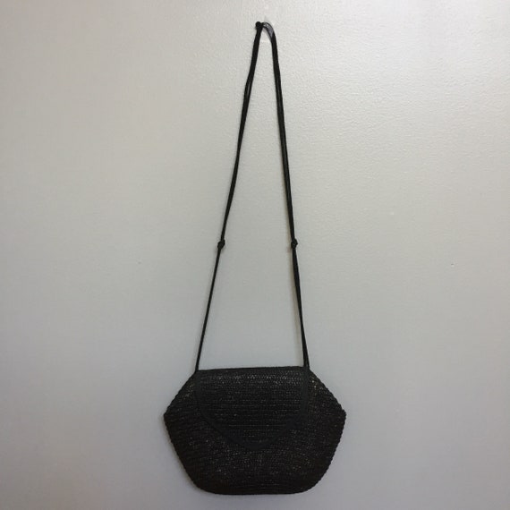 Vintage 1970s Black Wicker Geometric-Shaped Shoul… - image 2