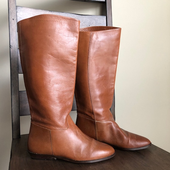Vintage 1970s Brown Leather Riding Boots