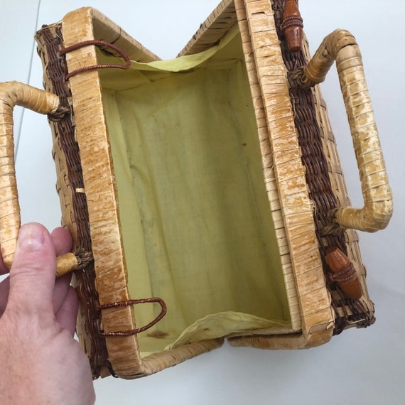 Vintage 1970s Wicker Basket Top-Handle Bag/Purse … - image 8