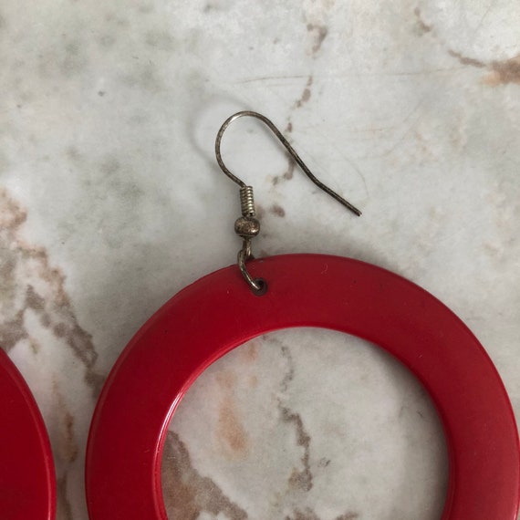 Vintage 1960s Red Statement Hoop Earrings - image 4