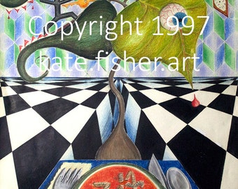 Edizione limitata l'arte disegno stampe - "Pranzo"