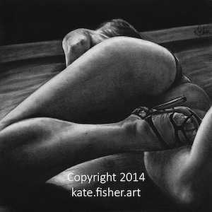 Limited Edition Fine Art Charcoal Drawing Prints - &quot;Boudoir 9&quot;