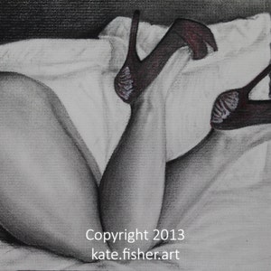 Limitierte Fine Art Kohle-Zeichnung-Graphik - &quot;Boudoir 3&quot;