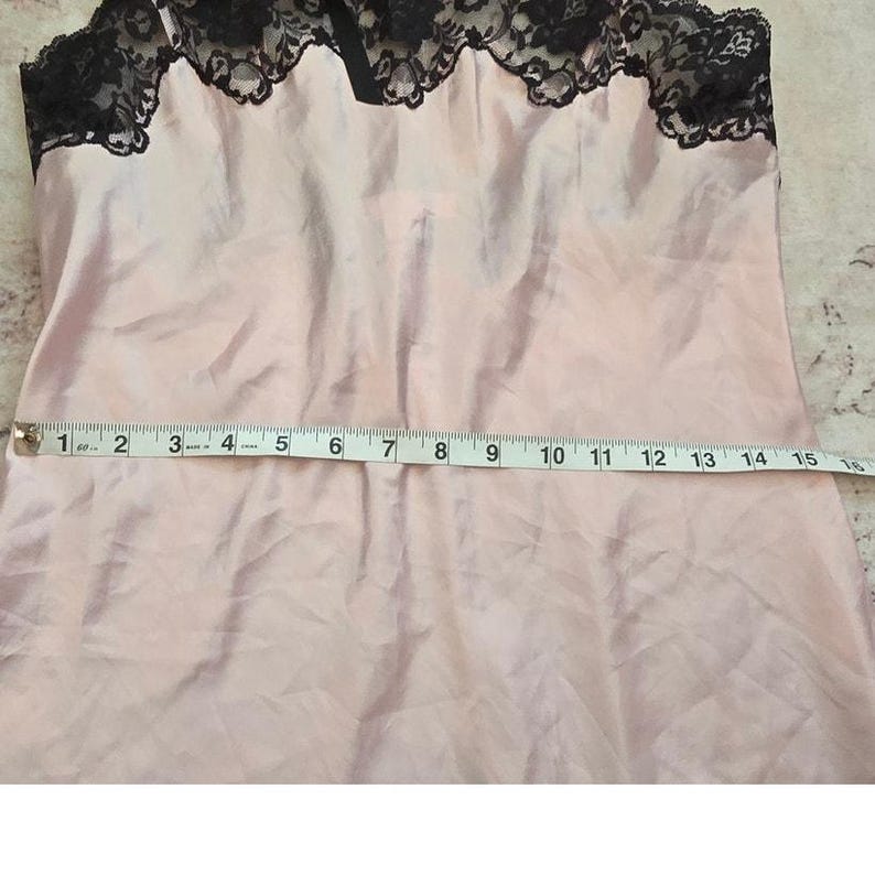 Girlie Chic Vintage Victoria's Secret Angels Pink Slip Dress Black Lace & Bows image 11