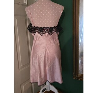 Girlie Chic Vintage Victoria's Secret Angels Pink Slip Dress Black Lace & Bows image 3