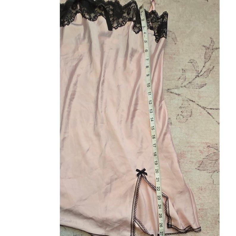 Girlie Chic Vintage Victoria's Secret Angels Pink Slip Dress Black Lace & Bows image 10