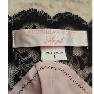 Girlie Chic Vintage Victoria's Secret Angels Pink Slip Dress Black Lace & Bows image 6