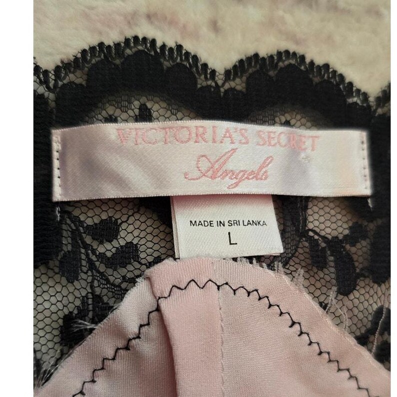 Girlie Chic Vintage Victoria's Secret Angels Pink Slip Dress Black Lace & Bows image 6
