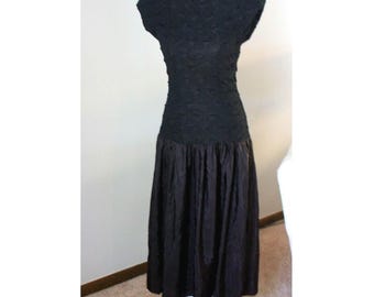 Beautiful 1980&#39;s Joseph Ribkoff Black Open Back Dress with So Much Vintage Charm!