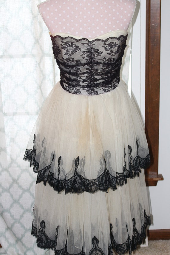 Amazing Vintage Prom/Cocktail Dress with Tulle an… - image 1