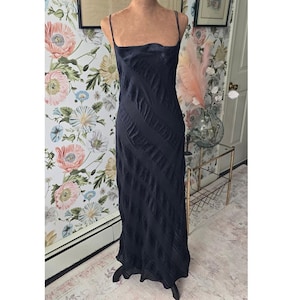 Beautiful Vintage 100% Silk Black Victoria's Secret Sheer Black Slip Dress Size XL