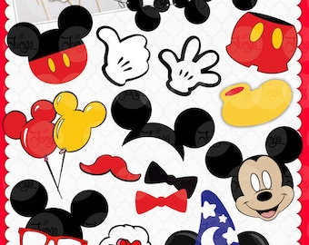 Printable Photo Booth Mickey Props INSTANT DOWNLOAD -