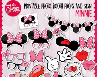 Minnie-Maus-Fotorequisiten zum Ausdrucken – Fotorequisiten für Geburtstagsfeiern – Sofortiger digitaler Download – Kinderparty-Deko