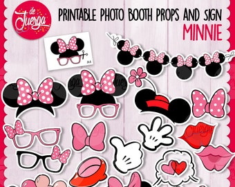 Printable Photo Booth Minnie Mouse Props INSTANT DOWNLOAD