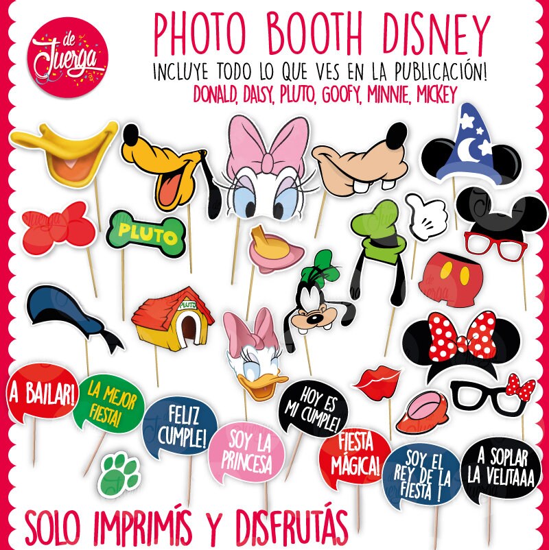 Printable Photo Booth Disney Props Donald Goofy Pluto Daisy Etsy Singapore
