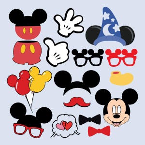Mickey Mouse Printable Photo Booth Props – Kids Birthday Party Printable – Instant Download PDF Photo Props Decor