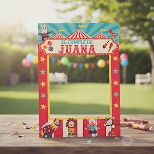 Circus Photo Booth Frame Printable – Carnival Party Photo Prop – Personalized Digital Download – Birthday Photo Prop