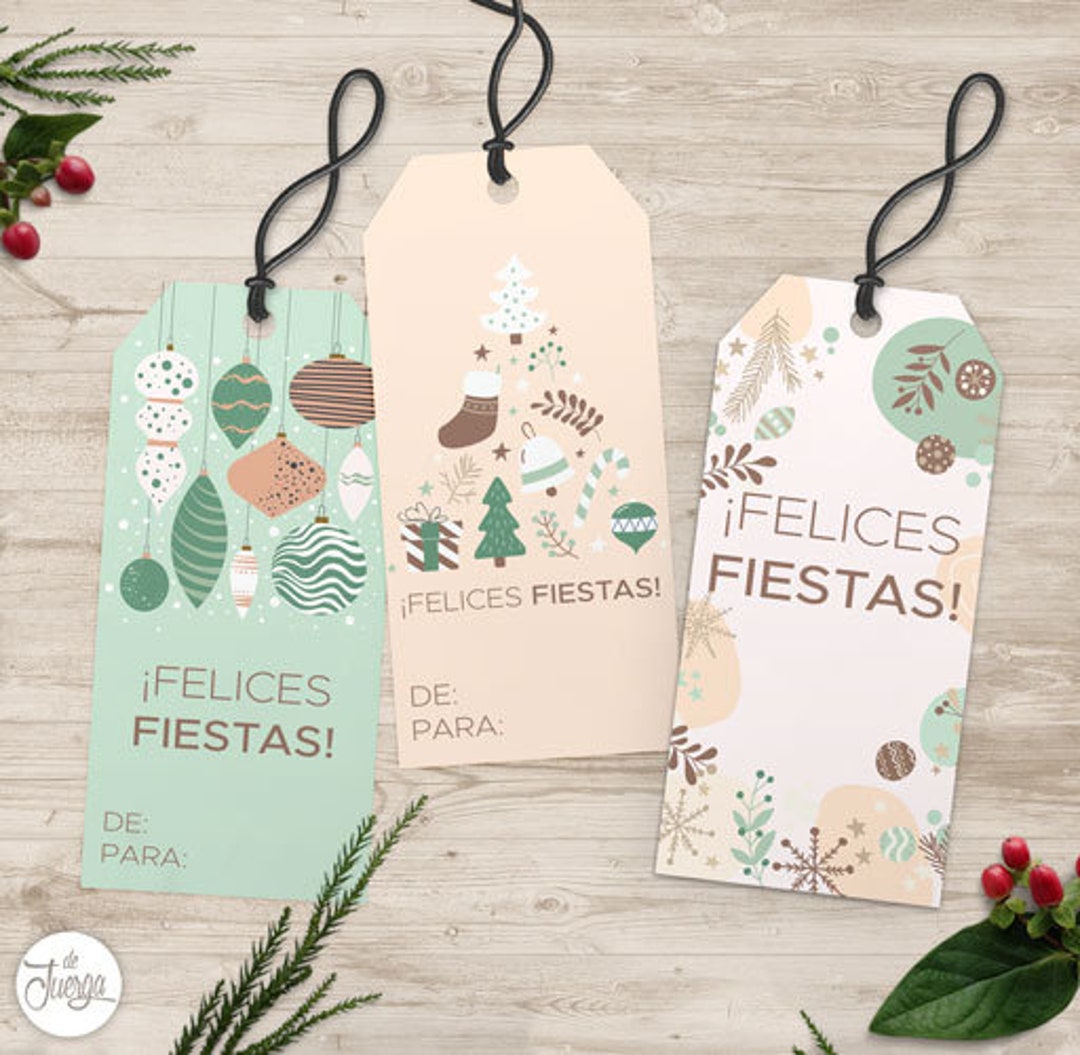 Printable Happy Holidays Tags Christmas Labels Etsy Printable Happy Holidays Tags Christmas Labels Etsy
