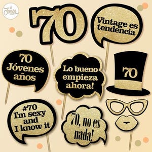 70 años Photo Booth Props Imprimible Cumple 70 años - pdf printable