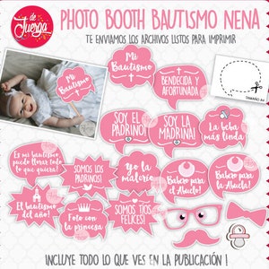 Photo Booth Bautismo Nena Imprimible Props