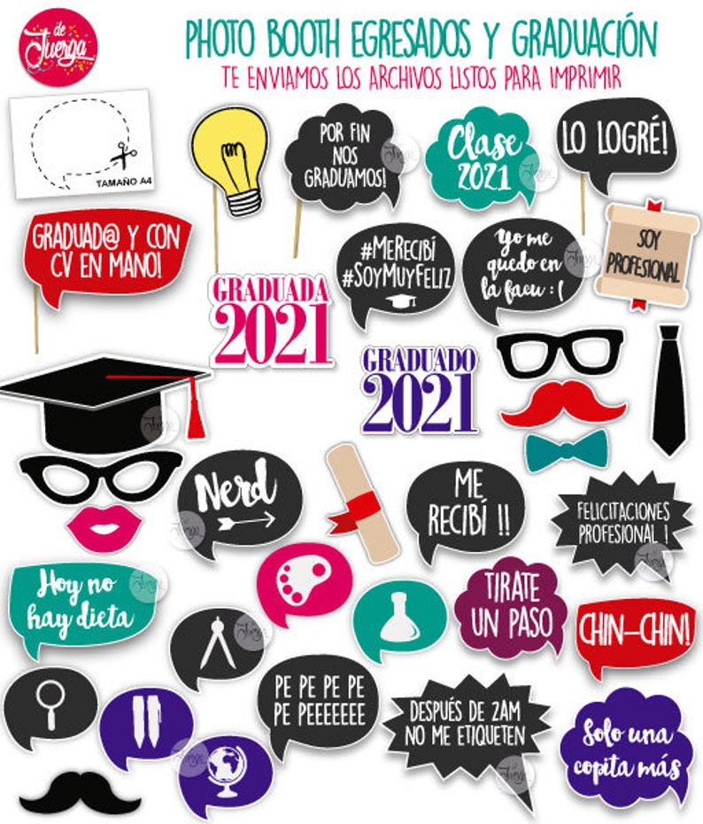 Photo Booth Props Graduation Graduates Printable Etsy