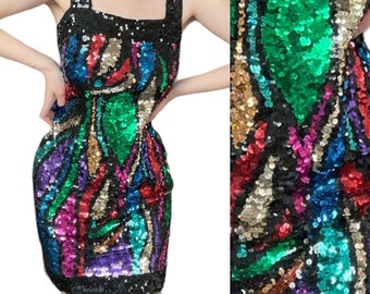 1980's Vintage Sequined Sleeveless Dress New Years