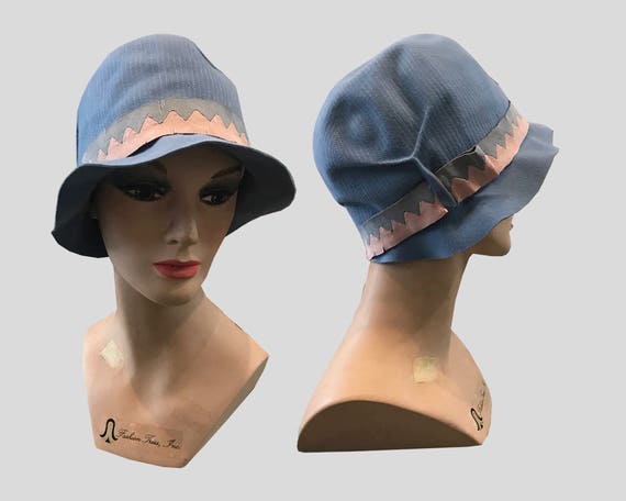 1920s Blue Felt Cloche Hat
