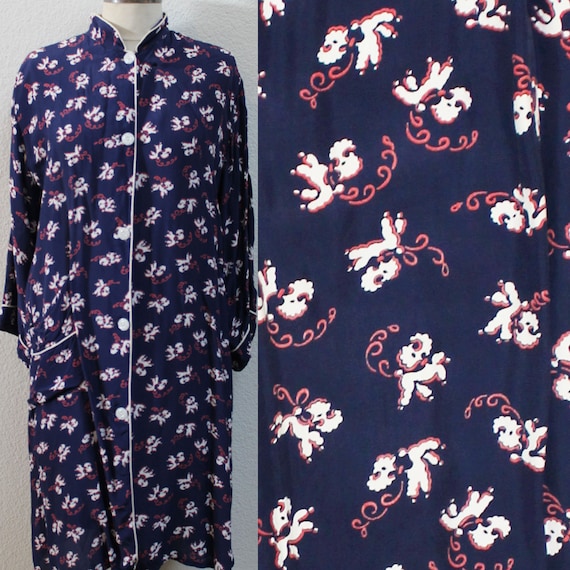 1940s Rayon Dog Novetly Print Matching Top and Bot