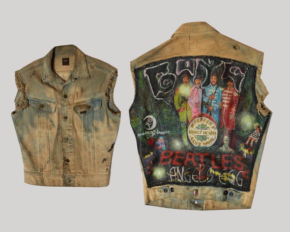 1980s Beatles Denim Painted Vest