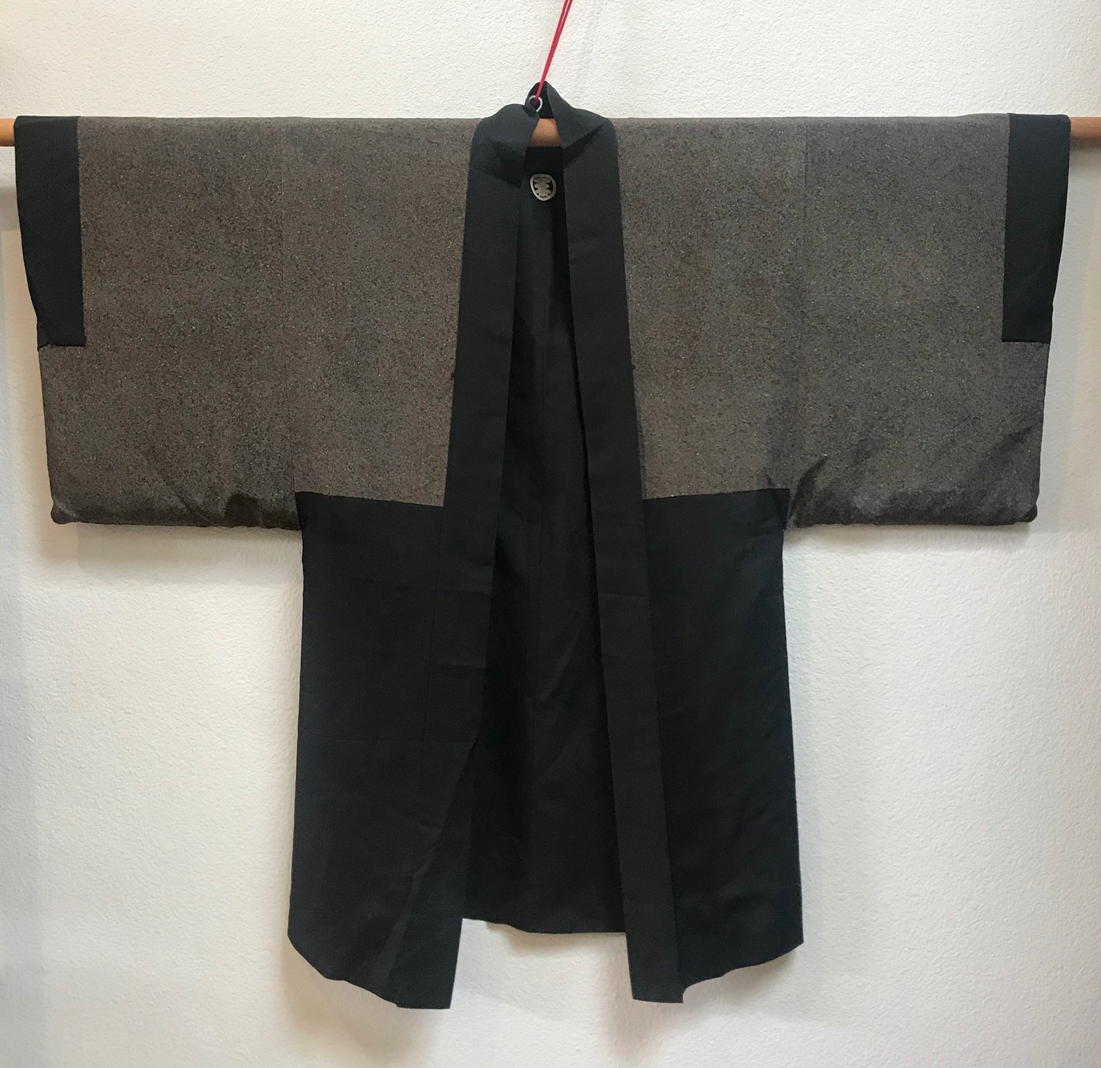 Vintage Japanese Red Panda Print Black Haori Etsy