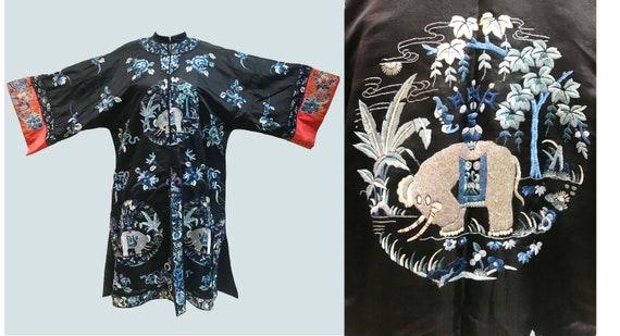 Antique Chinese Rare Elephant Embroidered Robe