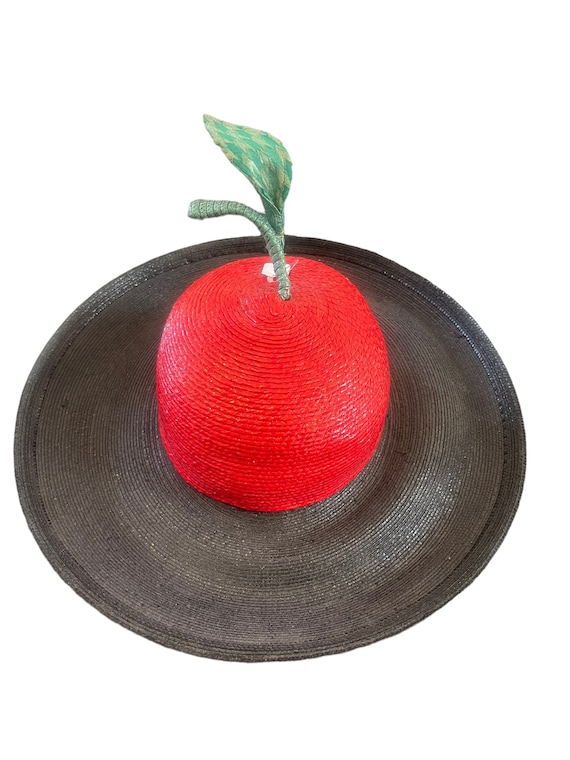 Vintage 1960s Apple Straw hat Novelty - image 1