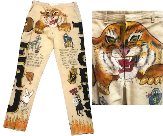 1965 vintage "senior" hand-painted corduroy pants