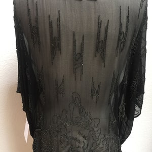 1920s Black Beaded Silk Blouse Excellent Condition image 7