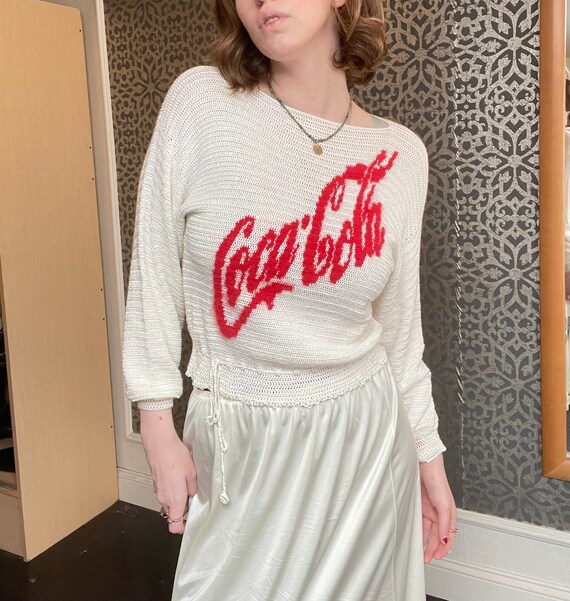 Vintage 1970s 80s Knit Coca-Cola Novelty Sweater - image 3